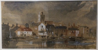 Lot 1150 - Anthony Flemming watercolour of Wivenhoe measuring approximately 13cm x 26cm