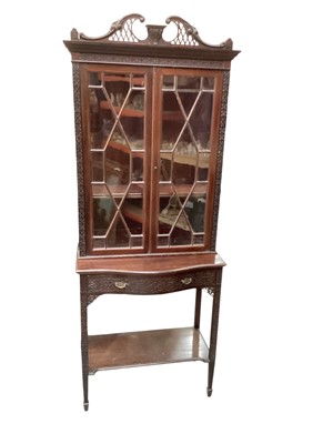 Lot 1312 - Georgian style Chippendale revival mahogany display cabinet on stand, 79cm wide, 41cm deep, 198cm high