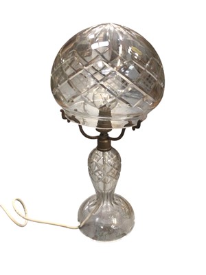 Lot 746 - 1930s cut glass table lamp with cut glass shade