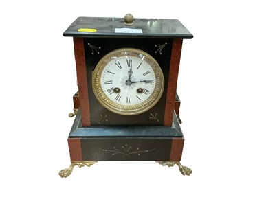 Lot 433 - Victorian black slate and marble clock garniture