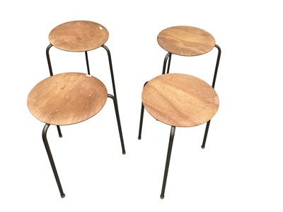 Lot 1315 - Four vintage metal and plywood stools