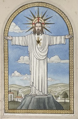 Lot 1121 - Arnold Auerbach (1898-1978) watercolour - Christ figure