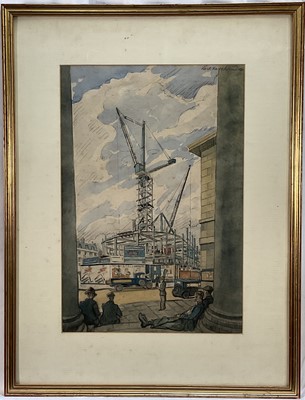 Lot 149 - Karl Hardegorn (1889-1969) watercolour, construction scene