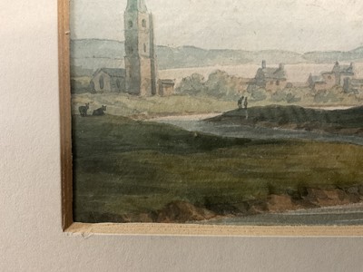 Lot 84 - John Warwick Smith (1749-1831) watercolour, landscape with castle, 12cm x 21cm, glazed frame