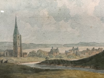 Lot 84 - John Warwick Smith (1749-1831) watercolour, landscape with castle, 12cm x 21cm, glazed frame