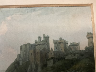 Lot 84 - John Warwick Smith (1749-1831) watercolour, landscape with castle, 12cm x 21cm, glazed frame