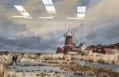 Lot 1152 - Leslie Moore 'Clay Mill, reed marshes' together with five other watercolours