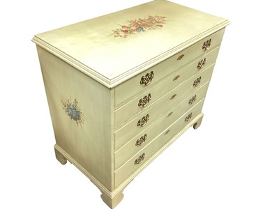 Lot 1329 - Antique green painted chest of four long drawers, 98cm wide, 52cm deep, 87cm high