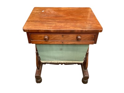 Lot 1330 - Nineteenth century mahogany work table with single drawer and needlework well below, 59.5cm wide, 47.5cm deep, 72cm high