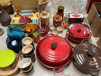 Lot 315 - Le Creuset dishes together with vintage kitchen wares