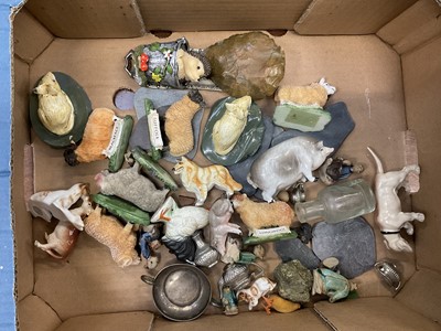 Lot 201 - Miniature porcelain figures, works of art and sundries including palaeolithic hand axe