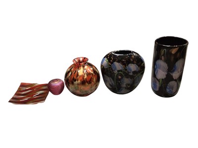 Lot 700 - Two contemporary art glass vases with aventurine decoration