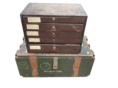 Lot 1342 - Painted pine trunk, together with a nest of drawers (2)