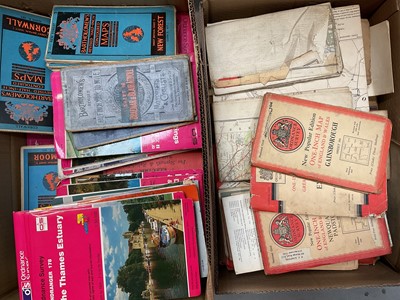 Lot 323 - Collection of vintage and later Ordnance Survey maps and various others (2 boxes0