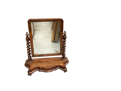 Lot 1346 - Victorian mahogany toilet mirror with spiral twist supports, 66cm wide, 72cm high