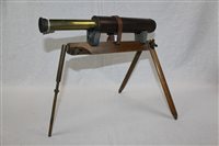 Lot 3547 - 19th century brass three-draw telescope with...