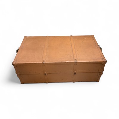 Lot 1356 - Large metal bound trunk, 103cm x 58cm x 38cm high