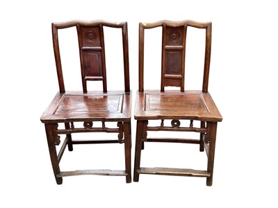 Lot 1357 - Pair of Chinese rosewood chairs with splat backs