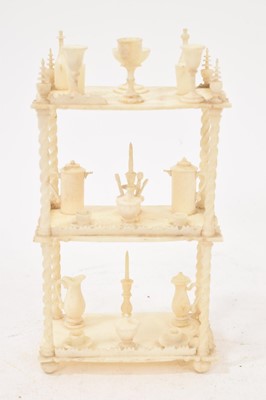 Lot 943 - 19th century, possibly Napoleonic Prisoner of War, carved and turned bone miniature what-not