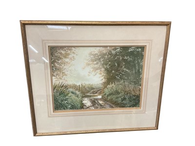 Lot 1263 - Margaret Glass (b. 1950), gouache, watery lane , label verso