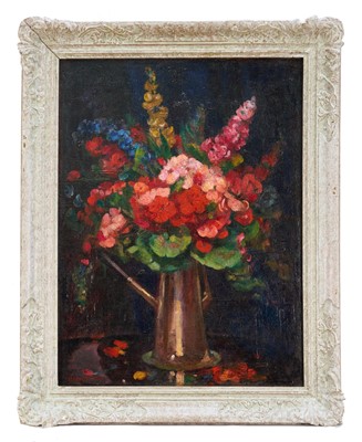 Lot 1129 - *Herbert Davis Richter (1874-1955) oil on canvas - Still life of flowers in a hot chocolate pot
