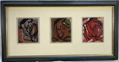Lot 72 - Neil Park (Contemporary) three works on paper framed as one, each 12cm x 10cm, glazed frame