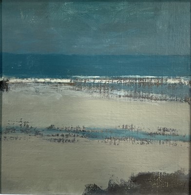 Lot 73 - J Walker (20th century) oil on board, Crantock Low Tide, signed with initials, 19.5cm x 19.5cm, framed