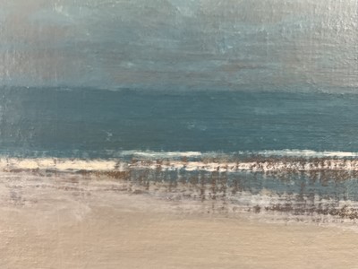 Lot 73 - J Walker (20th century) oil on board, Crantock Low Tide, signed with initials, 19.5cm x 19.5cm, framed