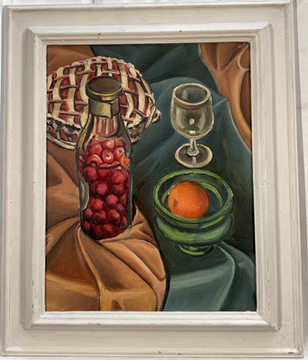 Lot 159 - Antony Brown oil on board, Still Life with Cherries 44cm x 34cm