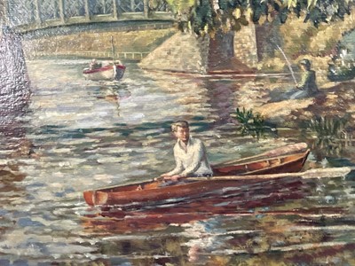 Lot 83 - Charles Holford, mid 20th century oil paper laid down on board, on the Lea