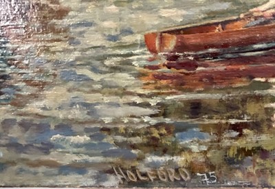 Lot 83 - Charles Holford, mid 20th century oil paper laid down on board, on the Lea