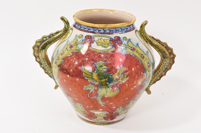 Lot 300 - Italian faience lustre glazed pottery vase