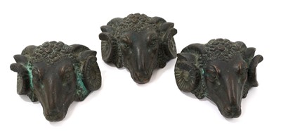 Lot 926 - Three antique bronze furniture mounts