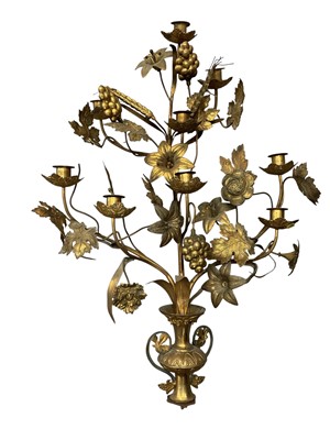 Lot 215 - Pair of 19th century French gilt metal wall appliqués, one with significant losses