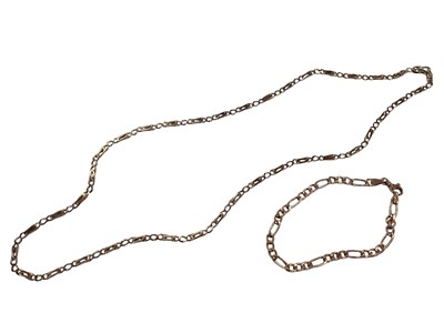 Lot 912 - 9ct rose gold flat curb link chain necklace and bracelet (2)