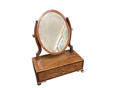 Lot 1405 - Nineteenth century mahogany toilet mirror with drawer below, together with another swing mirror (2)