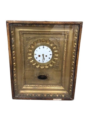 Lot 719 - 19th century Gilt French clock in a glazed frame