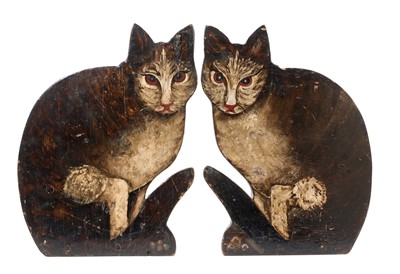 Lot 927 - Pair of Antique painted dummy boards in the form of cats