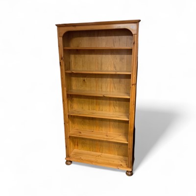 Lot 1417 - Pine open bookcase with adjustable shelves, 94cm wide, 29.5cm deep, 183cm high