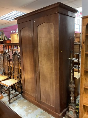 Lot 1419 - Victorian mahogany wardrobe with two panelled doors, 131cm wide, 62cm deep, 207cm high
