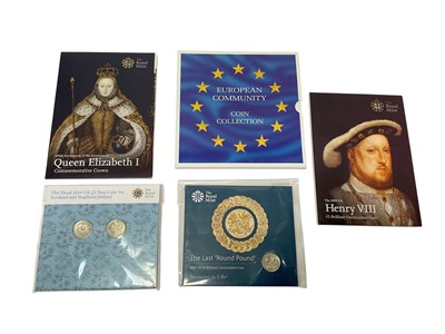 Lot 420 - World - Mixed brilliant UNC flatpack coinage to include G.B. Royal Mint European Community twelve coin set, the last 'Round Pound' 2016 x 2, Beatrix Potter 50 Pence x 9, The Floral 2014 UK £1 tw...
