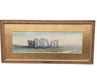 Lot 1157 - Edwardian watercolour of Stonehenge, in glazed gilt frame