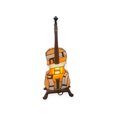 Lot 265 - Tiffany-style stained glass novelty table lamp in the form of a violin