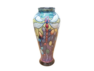 Lot 2205 - Moorcroft pottery 'Favrile' pattern vase with dragonfly design by Nicola Slaney, circa 2000