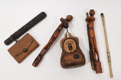 Lot 941 - Group of antique Japanese pipes, pipe cases and tobacco holders