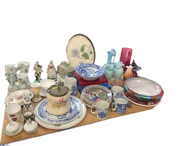 Lot 269 - Collection of ceramics to include Victorian satin glass vases, Spode mugs, collectors' plates, figurines etc