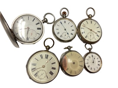 Lot 190 - Georgian silver pocket watch, silver full hunter and four other silver cased pocket watches (6)