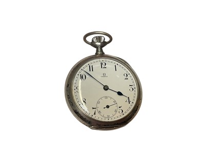 Lot 191 - Omega Grand Prix white metal cased pocket watch