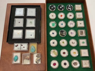 Lot 932 - Collection of unmounted semi-precious gem stones and crystals, mostly in small display boxes