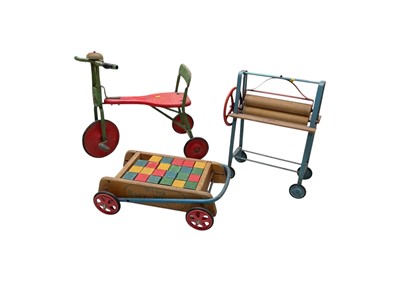 Lot 5128 - 1950s Tri-Ang trike together with a 50s Tri-Ang mangle and a Tri-Ang walker